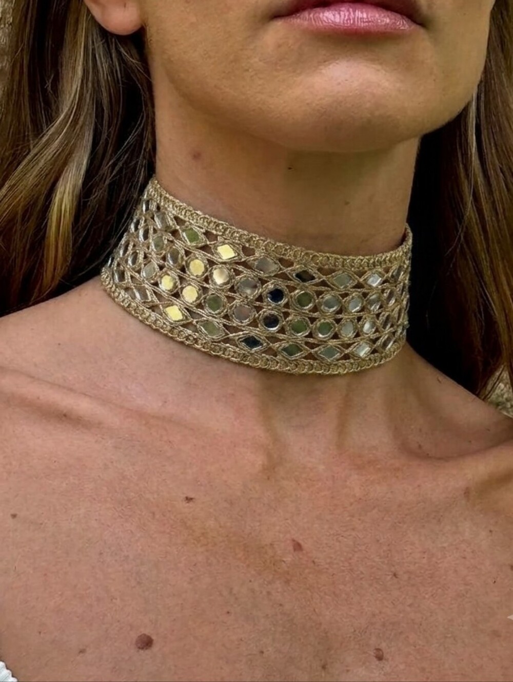 Gold Lace Filigree Ethereal Choker Necklace